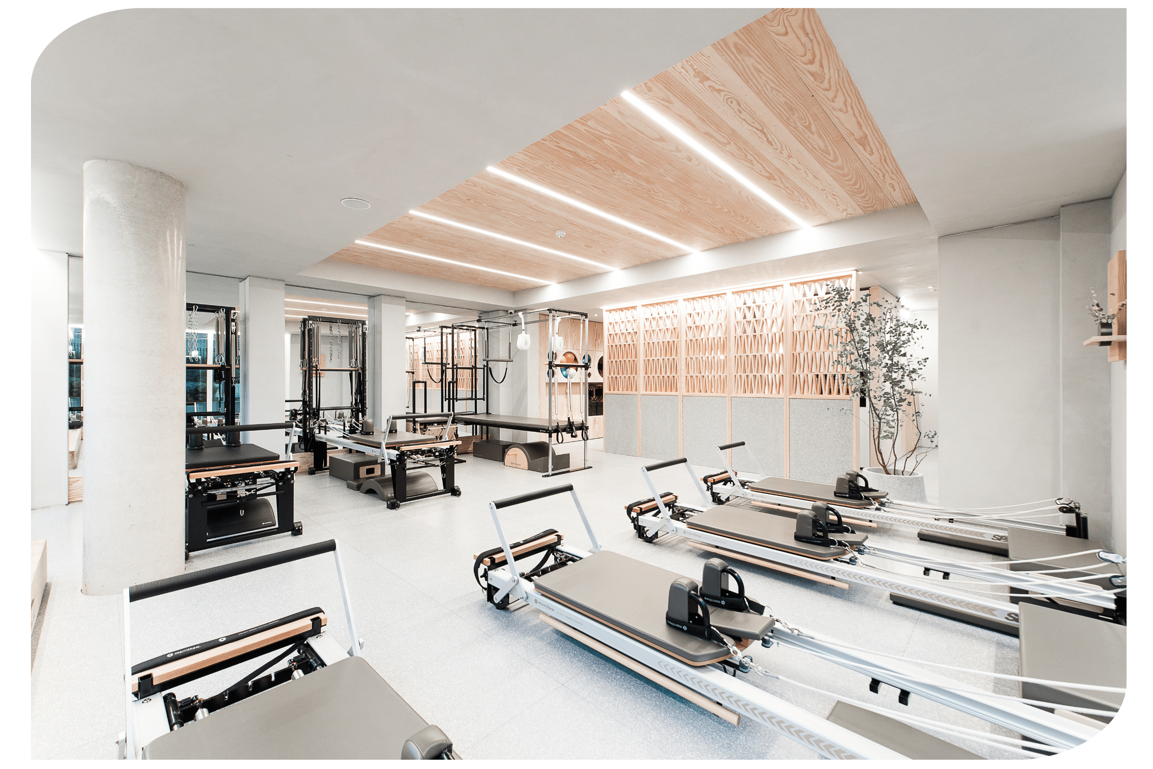 Bespoke award winning studio design offering small refomer Pilates group classes. Our studios are in Kensington, Chelsea, Windsor and Manchester